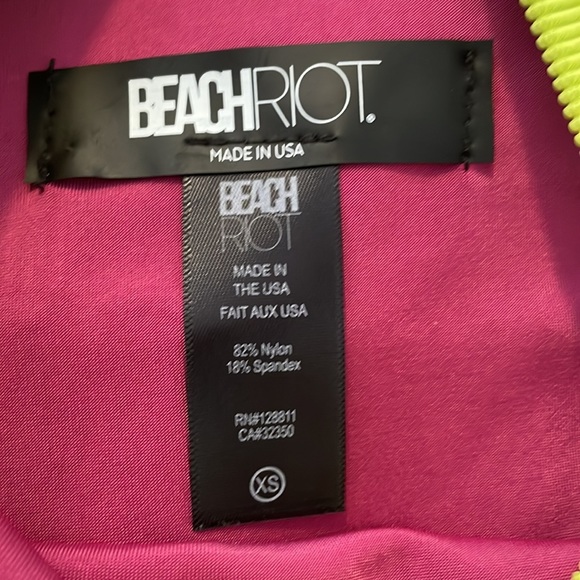BEACH RIOT Alexis Colorblock Ribbed Bikini Bottoms High Waisted Lime Punch XS - Picture 5 of 7